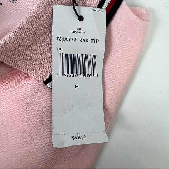 NWT Tommy Hilfiger Men’s Button Polo Shirt Sz Medium Color Pink Short Sleeves - Picture 8 of 12